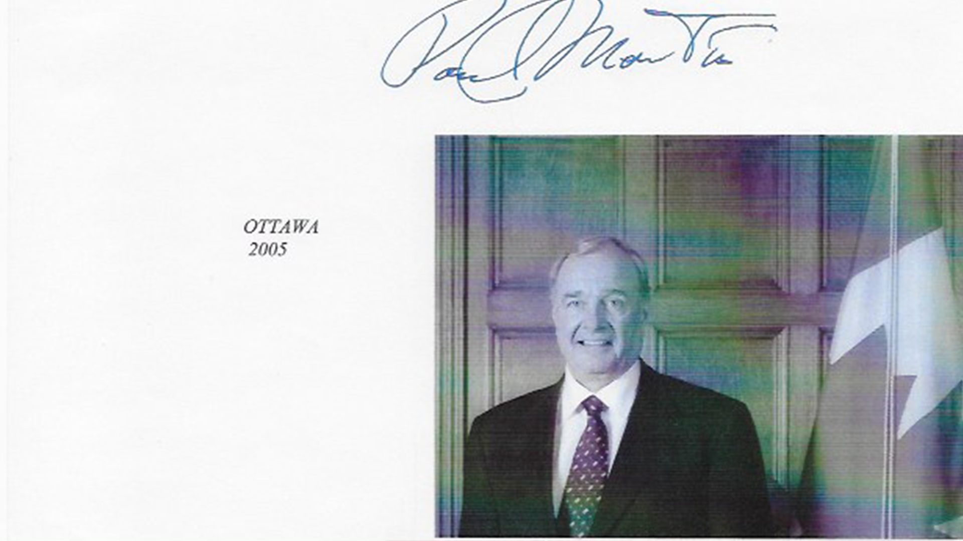 Letter From Prime Minister Paul Martin